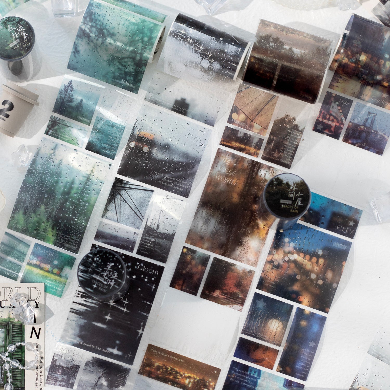 1 Roll Rainy Day Landscape PET Stickers Tape YJXL