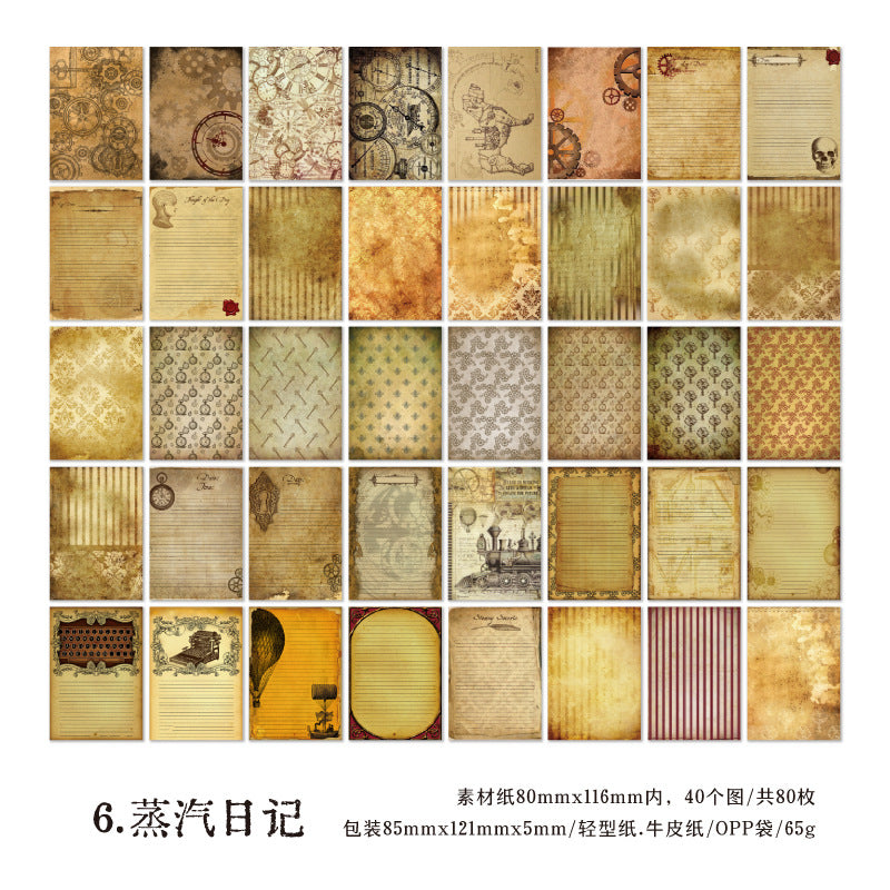 80 Pcs Vintage Scrapbook Paper YSWY