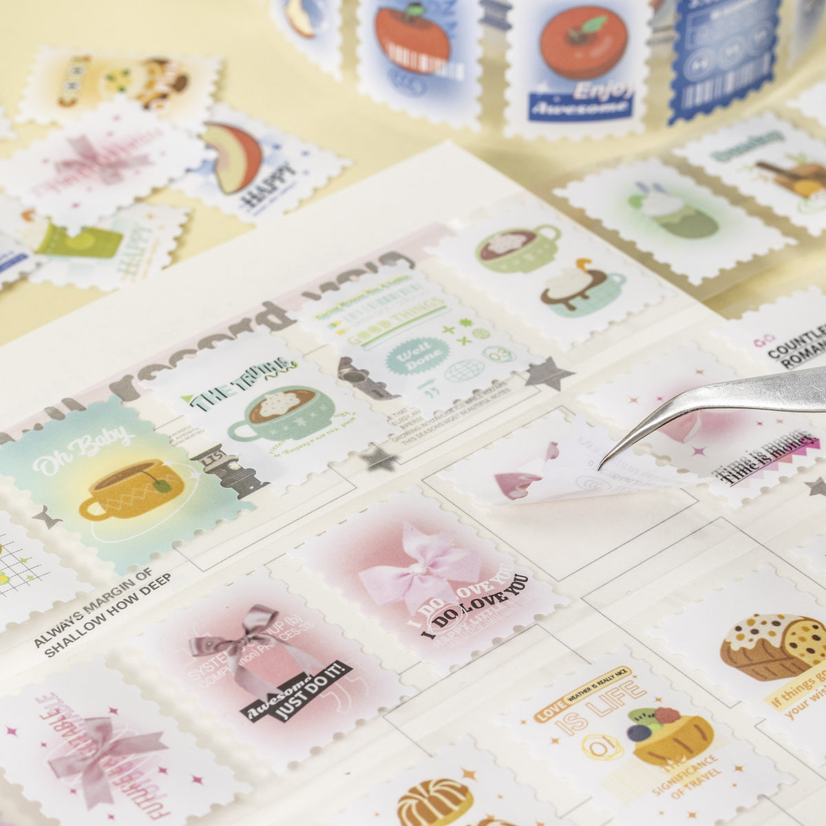 Stamp Sticker Ribbon Obujo 1 Roll Postage Stamp Stickers ZMPD are perfect for scrapbooking ...