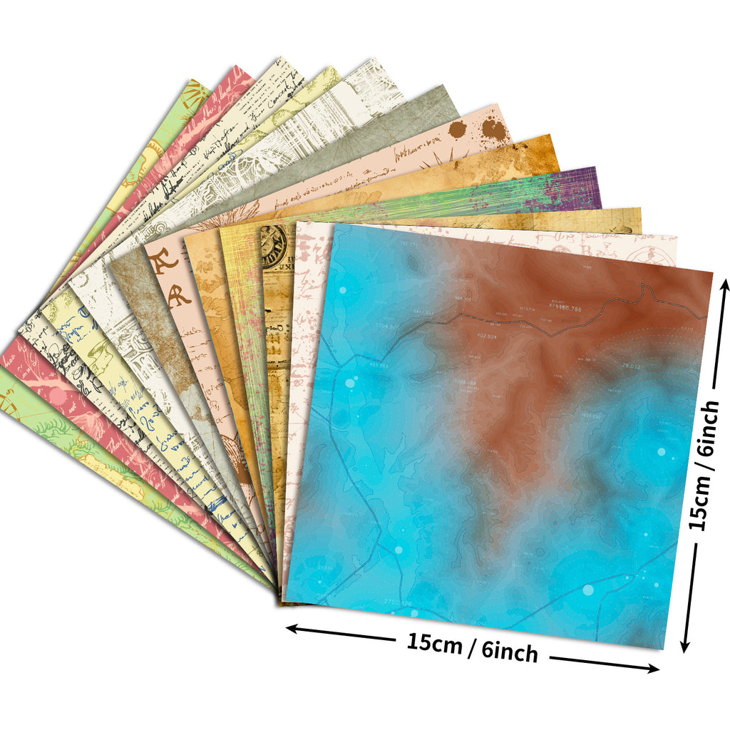 6 inch Vintage Letter Map Scrapbook Paper Pad PA731