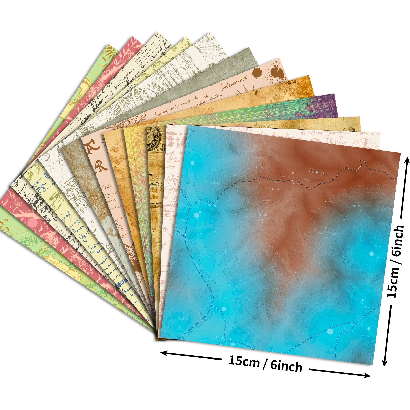 6 inch Vintage Letter Map Scrapbook Paper Pad PA731