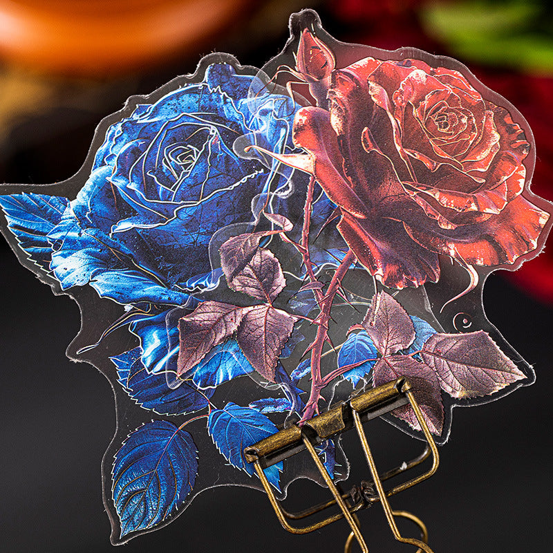 12 Pcs Gothic Rose PET Flower Stickers GTLM