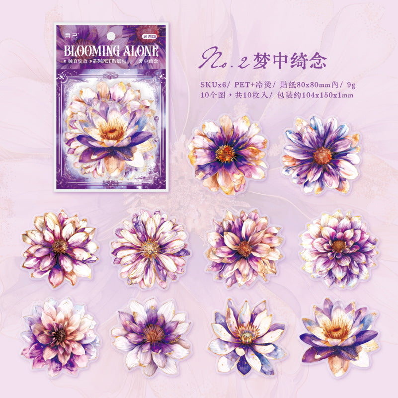 10 Pcs Flowers PET Stickers DZZF