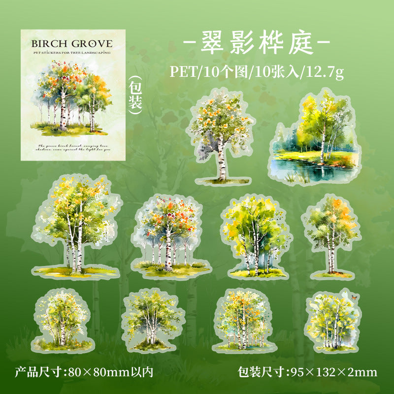 10 Pcs PET Tree Stickers BHSL