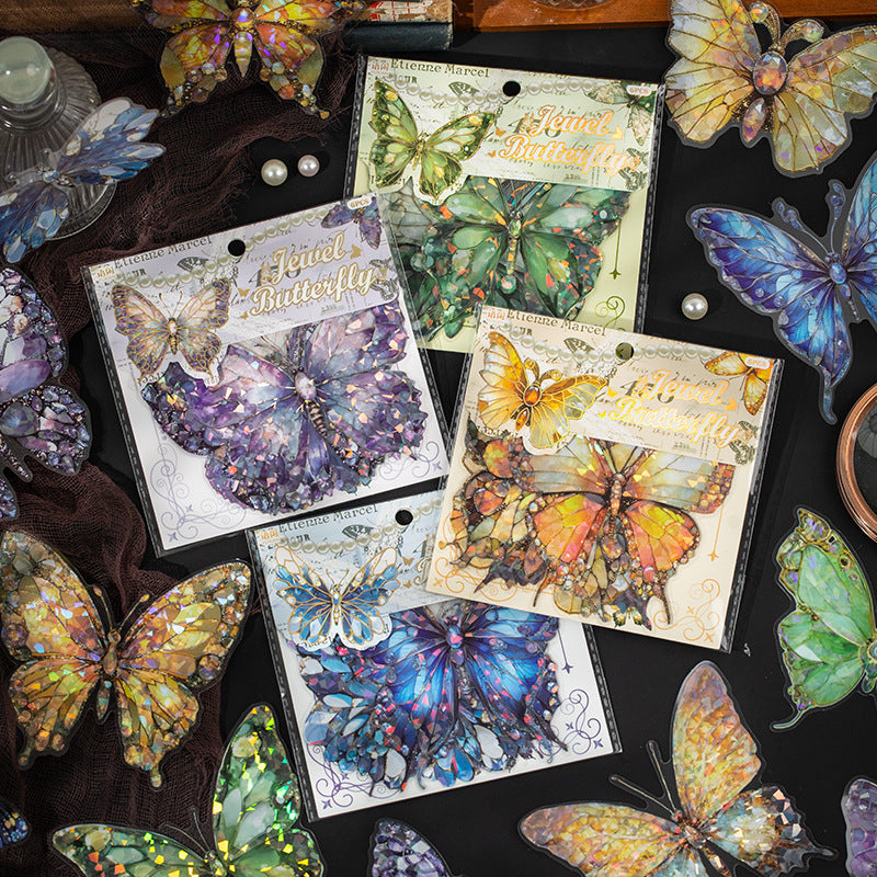 6 Pcs Glitter Butterfly PET Stickers DYJH