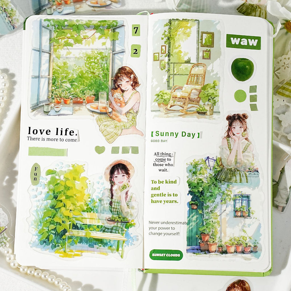 15 Pcs Cute Girl PET Stickers YRXQ
