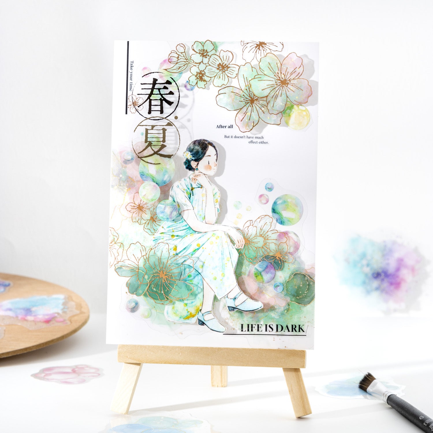 20 Pcs Watercolor Bubble PET Stickers HCPY