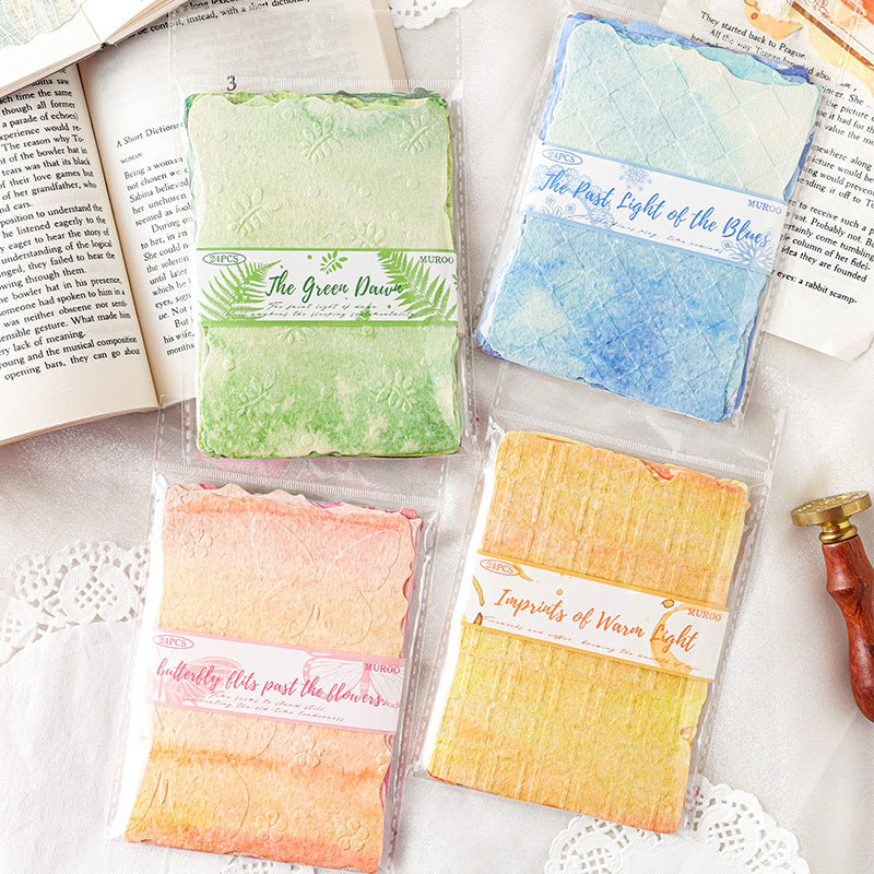 24 Pcs Embossed Scrapbook Paper YRLG