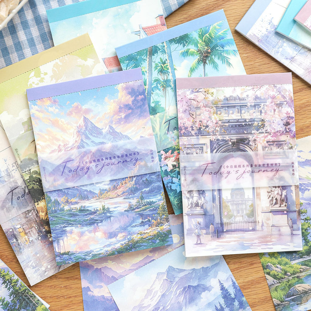 30 Sheets Watercolor Painting Scrapbook Paper JRLC