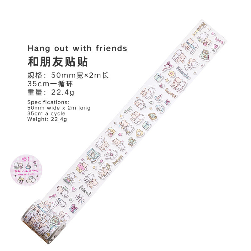 1 Roll Die Cut Cat Stickers Tape MMRZ
