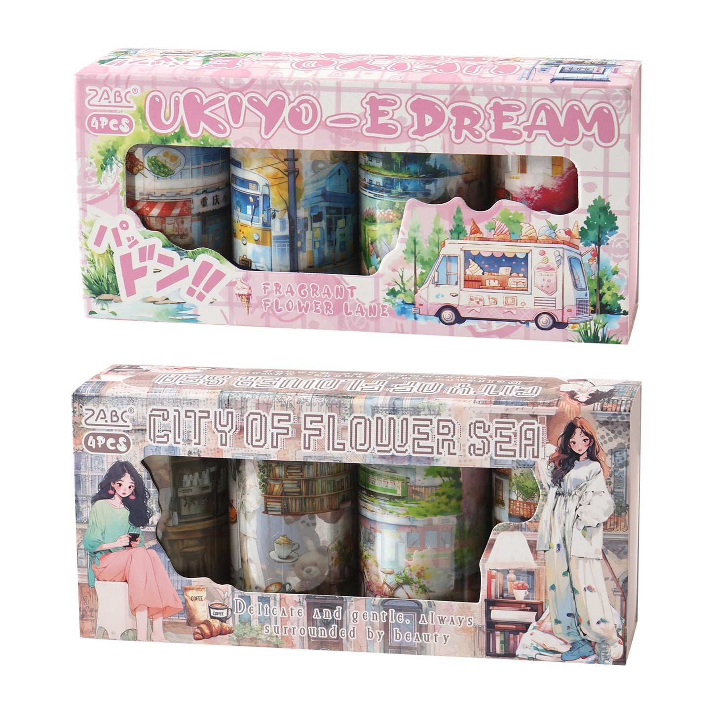 4 Rolls City Landscape PET Tapes Set HXFQ