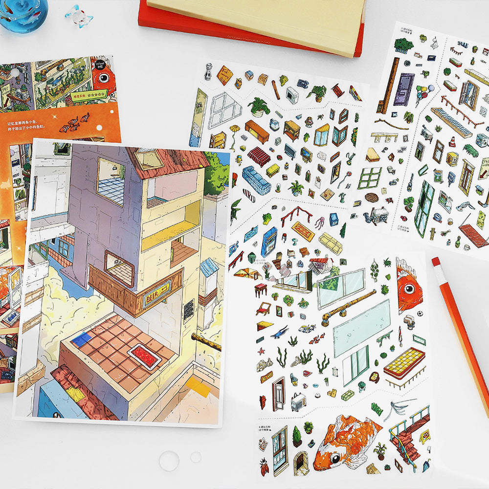3D House Scene DIY Stickers Kit WDSW20
