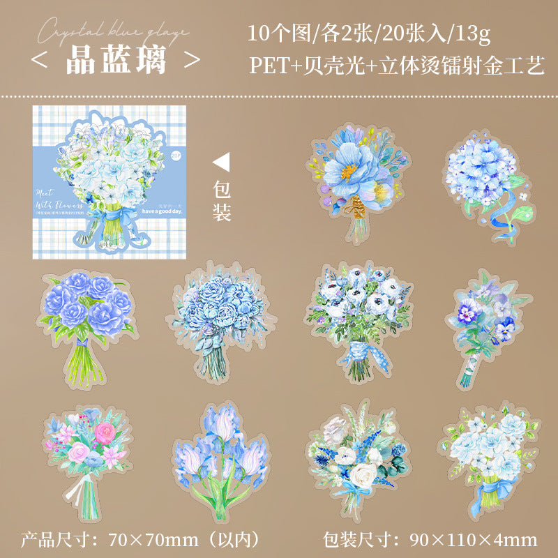20 Pcs PET Flower Stickers PHJM