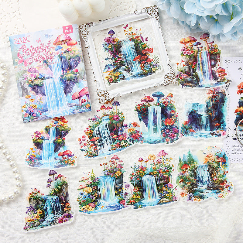 10 Pcs Waterfall PET Scrapbook Stickers CLPG