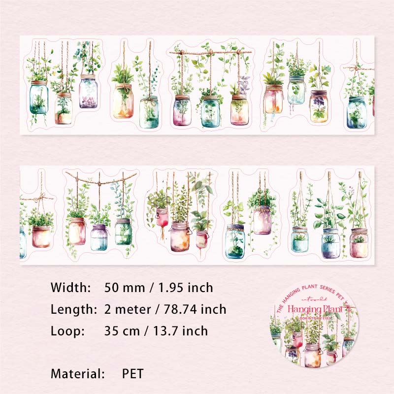 1 Roll Potted Plants PET Stickers Tape XGZW