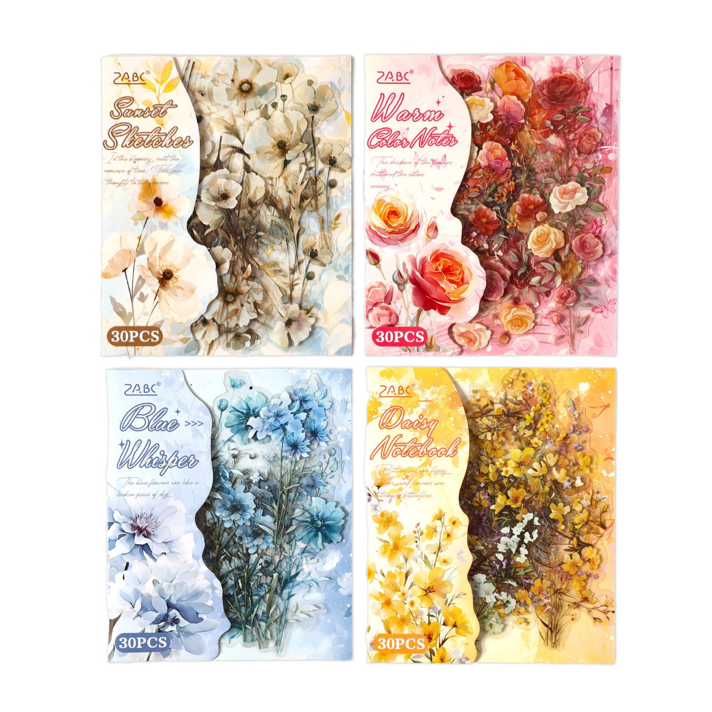 30 Pcs Fantasy Wild Flower PET Stickers HXFXL