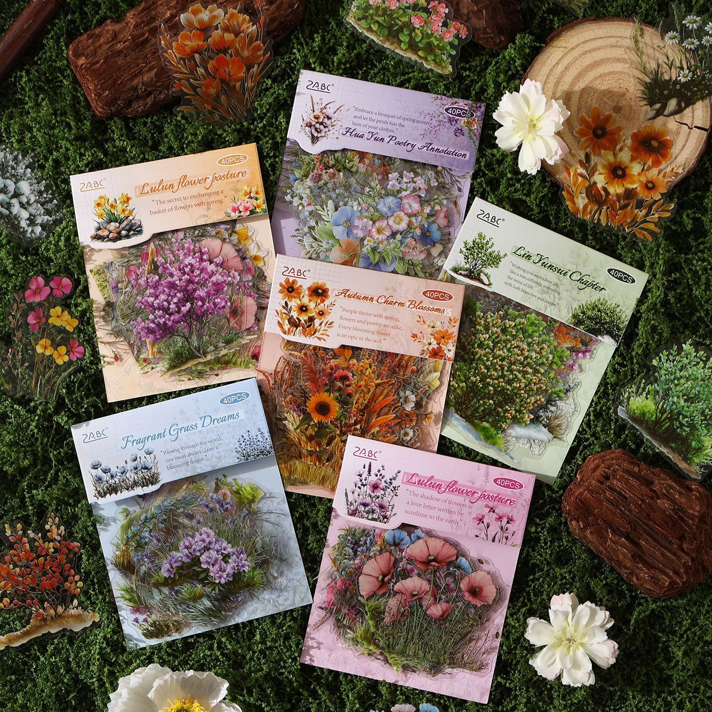 40 Pcs Wildflower PET Stickers SHHY