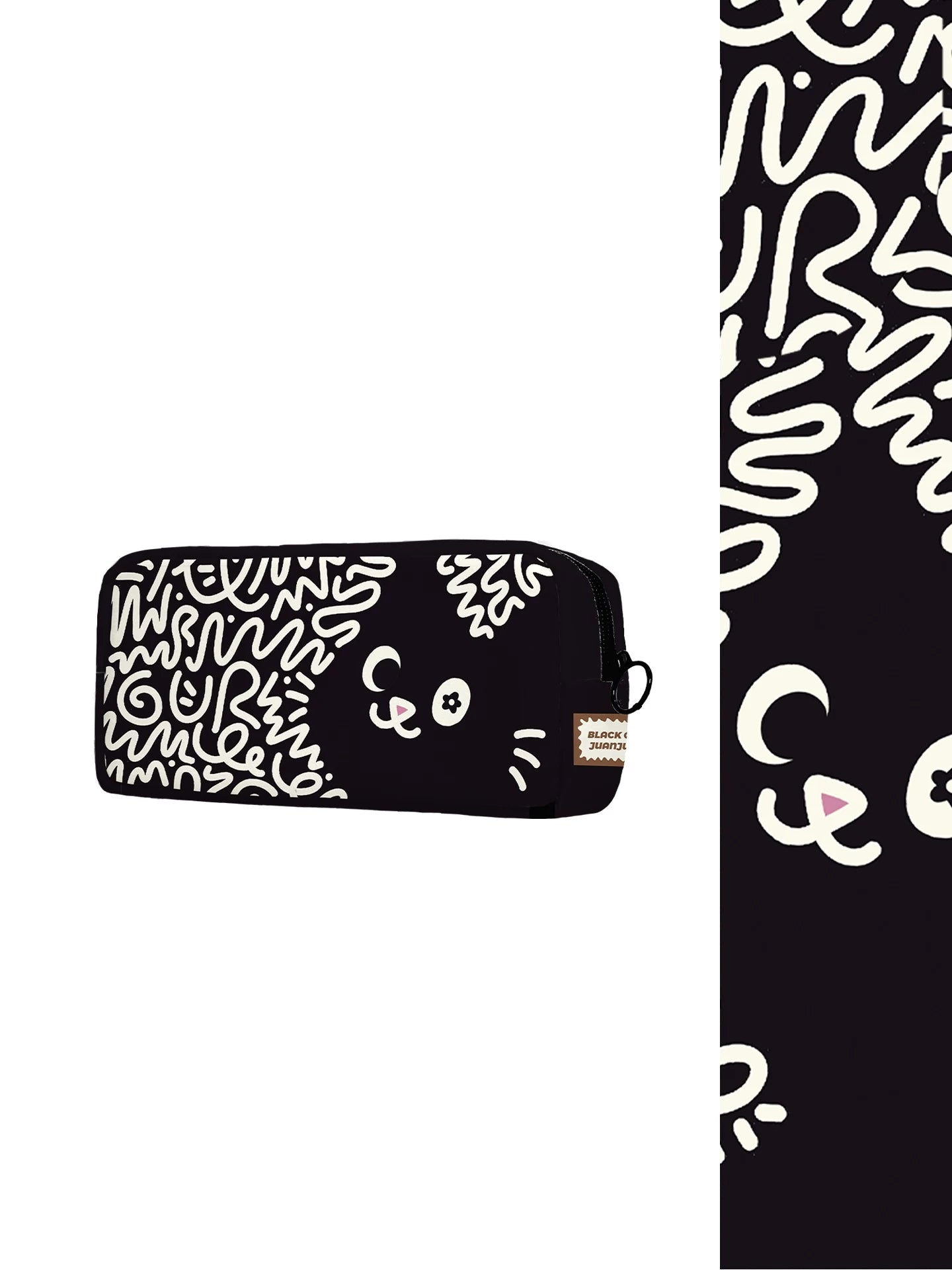 Black Cat Juanjuan Rectangular Artisan Canvas Pencil Case
