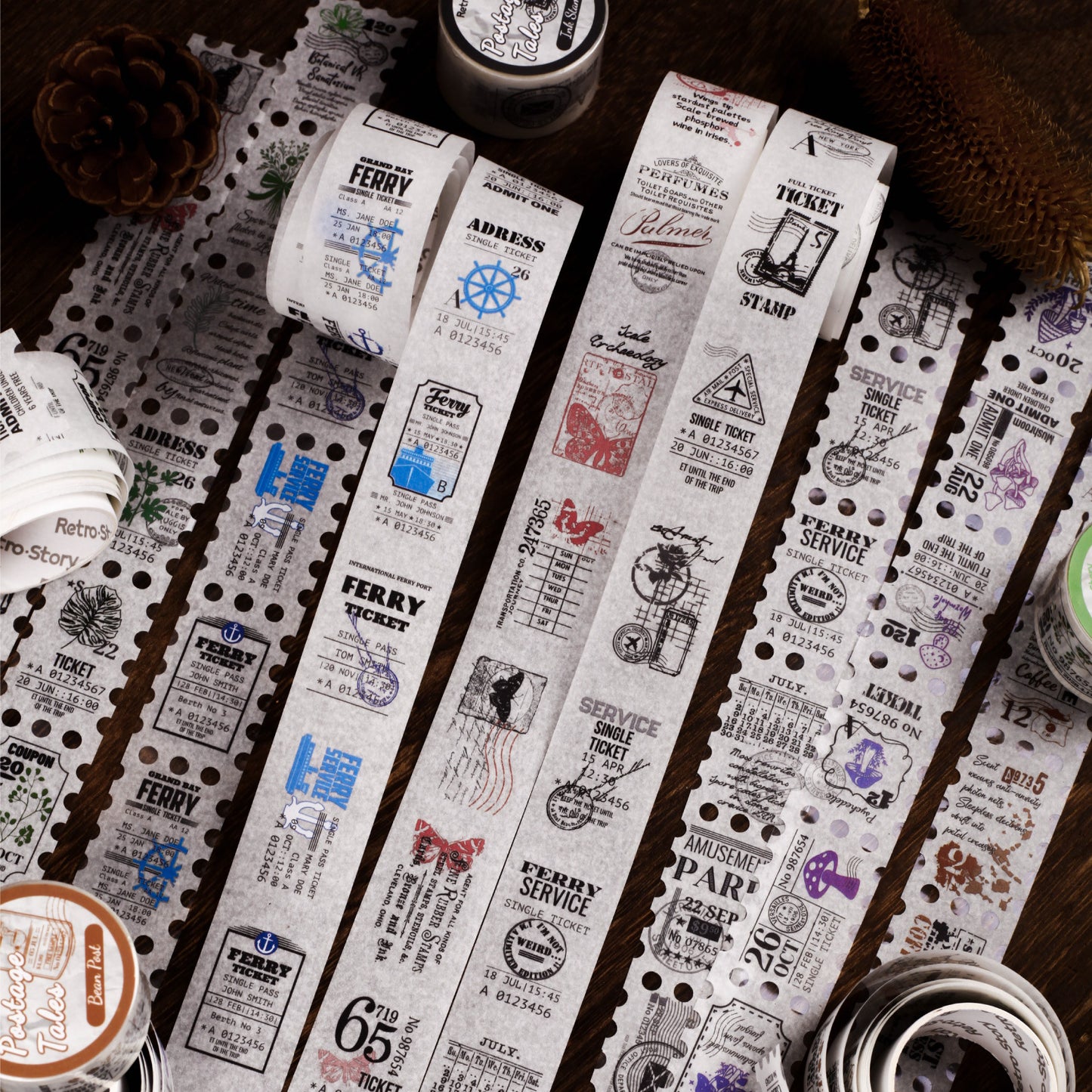 1 Roll Vintage Postage Stamp Stickers Tape YJTJ