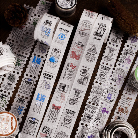1 Roll Vintage Postage Stamp Stickers Tape YJTJ