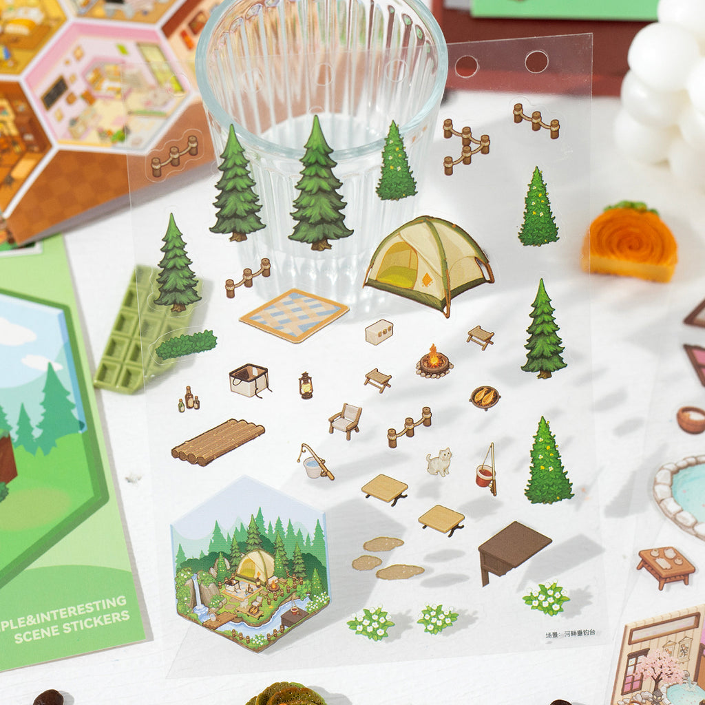 20 Pcs 3D Scene Room Shop House Stickers and Card Kits XXSJ