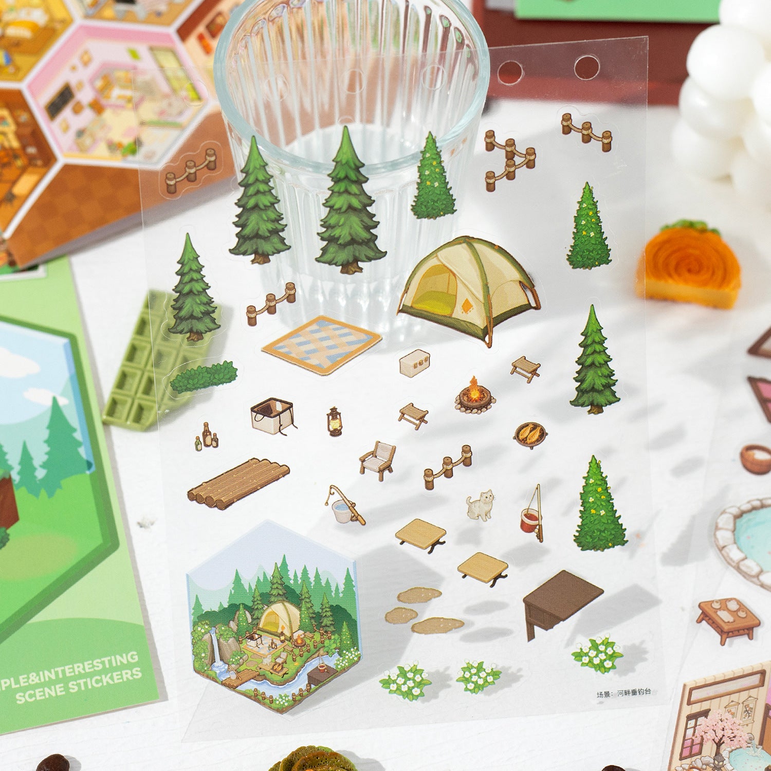 20 Pcs 3D Scene Room Shop House Stickers and Card Kits XXSJ