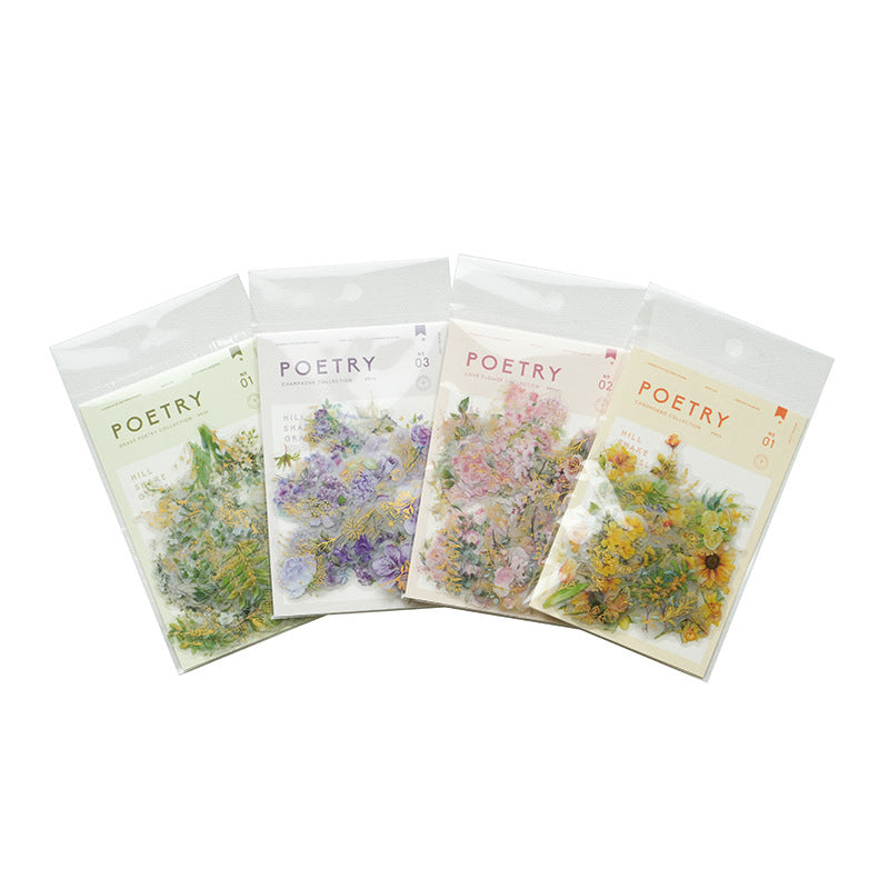 100 Pcs PET Flower Stickers RHZY
