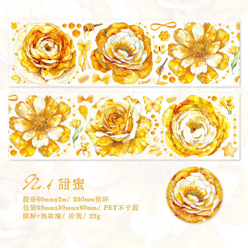 1 Roll PET Flowers Stickers Tape HDGB