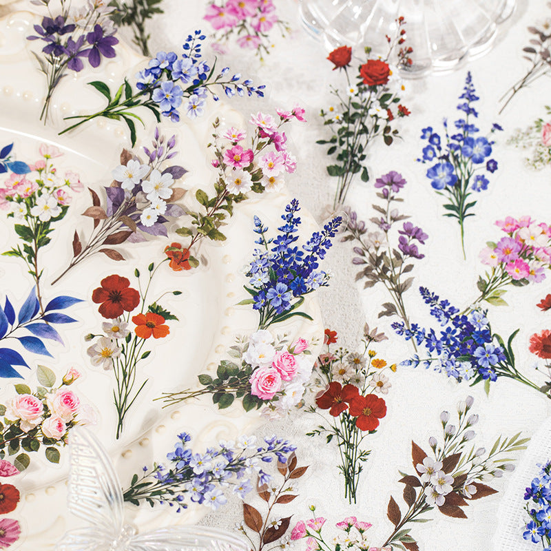 30 Pcs Flower PET Stickers HJSG