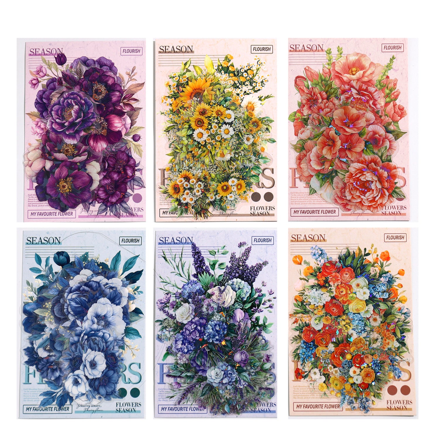 15 Pcs Seasonal Flower PET Stickers SJFH