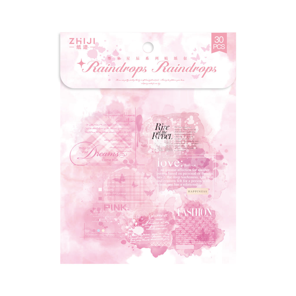 30 Pcs Watercolor Words PET Stickers MRXC