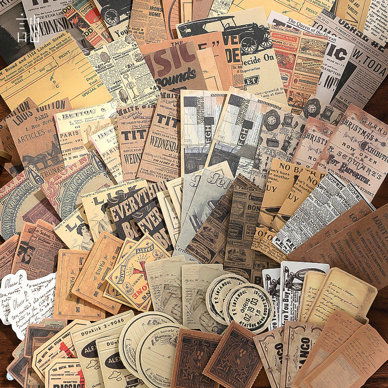 100 Pcs Retro Newspaper Journal Paper VMP10