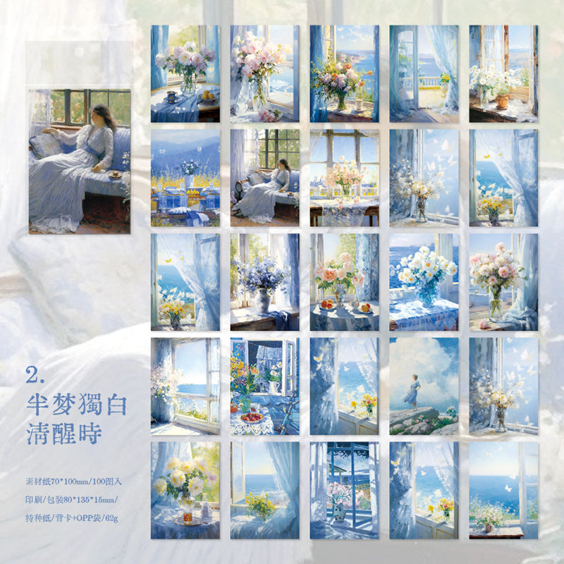 100 Pcs Oil Painting Scrapbook Paper YDRL