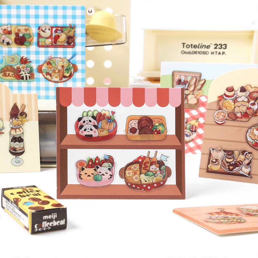 3D Scene Food Shop Card and Stickers Kit