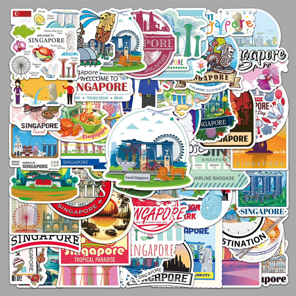 50Pcs Singapore Travel Vinyl Stickers TRV13