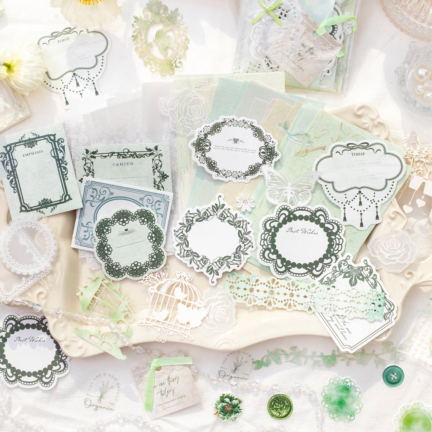 126 Pcs Lace Theme Scrapbook Supplies Kit SHDSJ