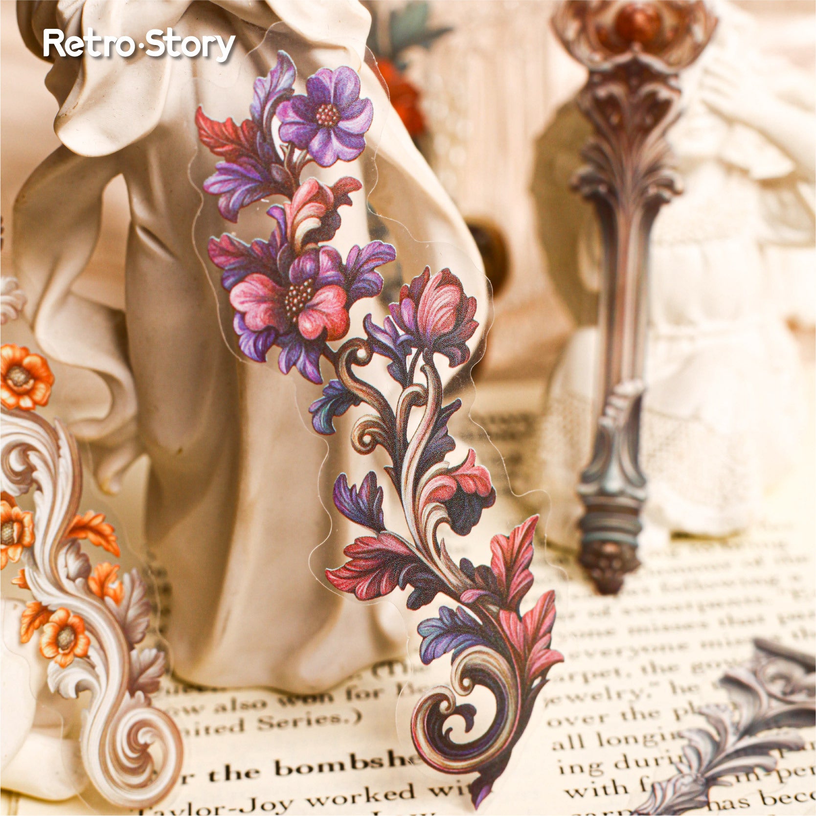 16 Pcs Creative Vintage PET Stickers FDXL