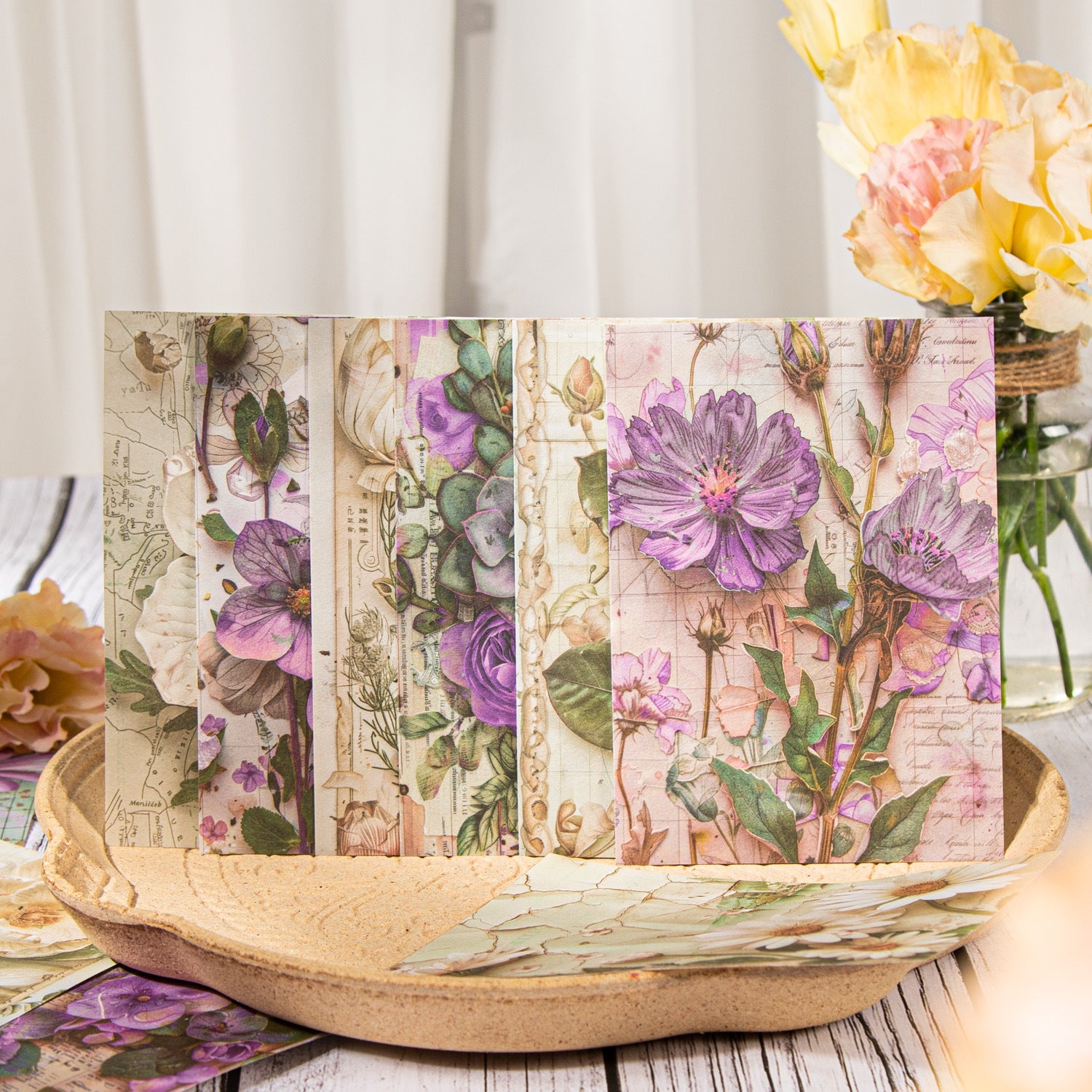 30 Pcs Flowers Scrapbook Paper HYWS