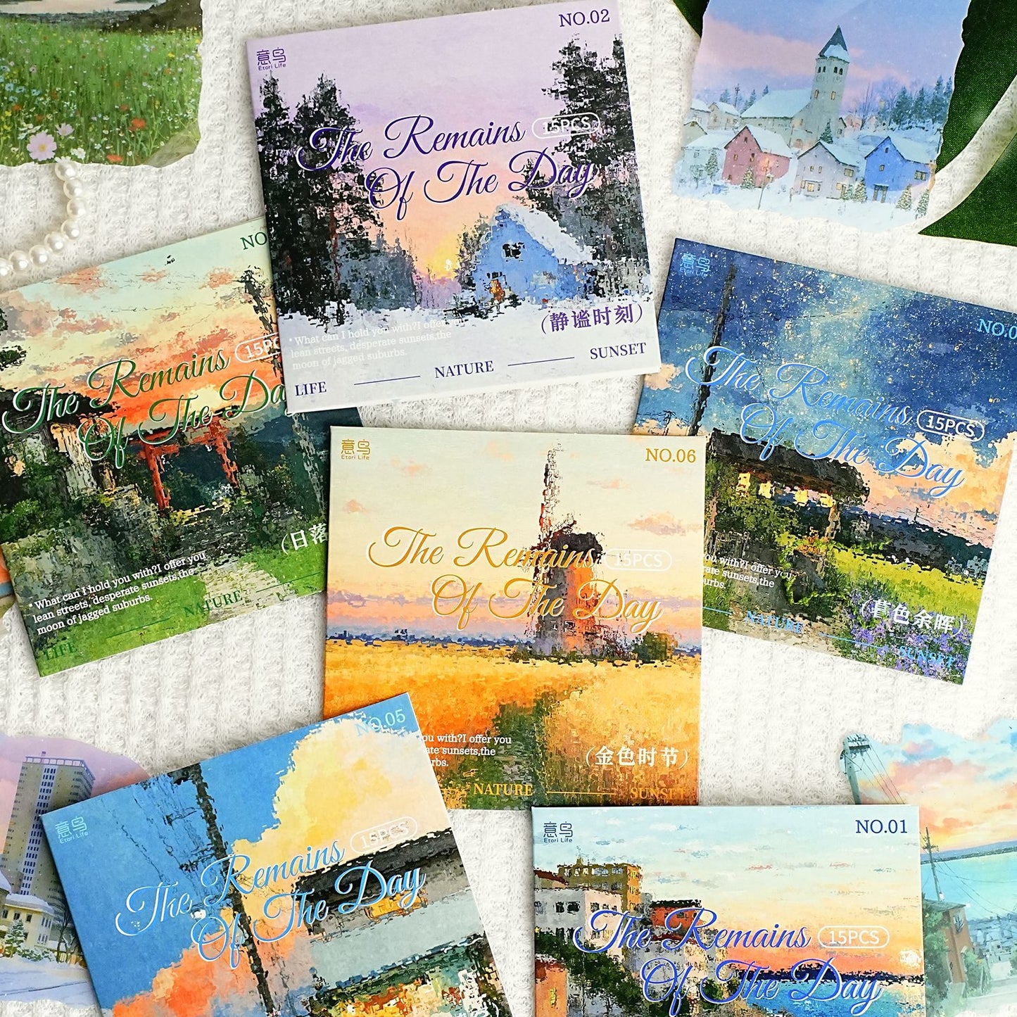 15 Pcs Sunset Landscape PET Stickers CRJJ