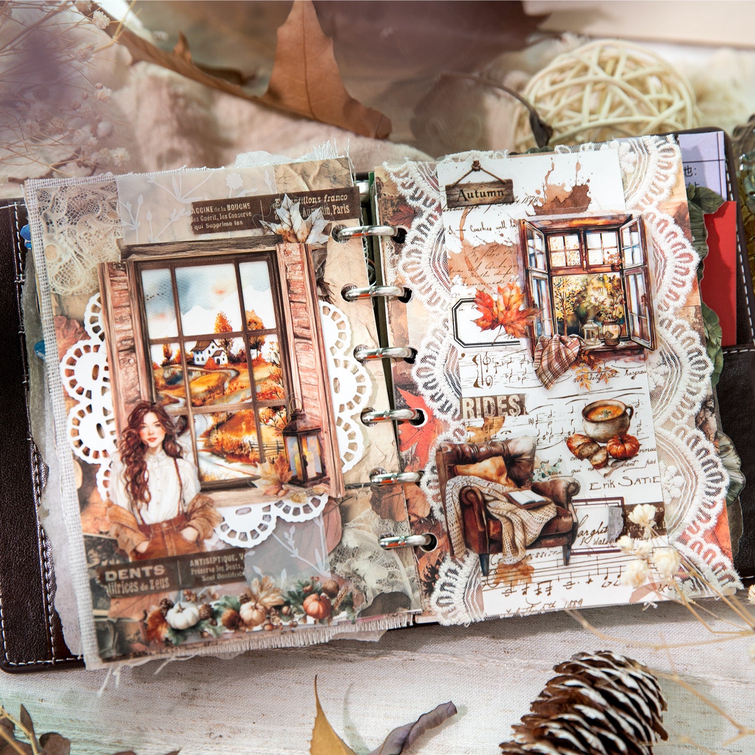 30 Pcs Autumn Themed PET Stickers XGQTDS