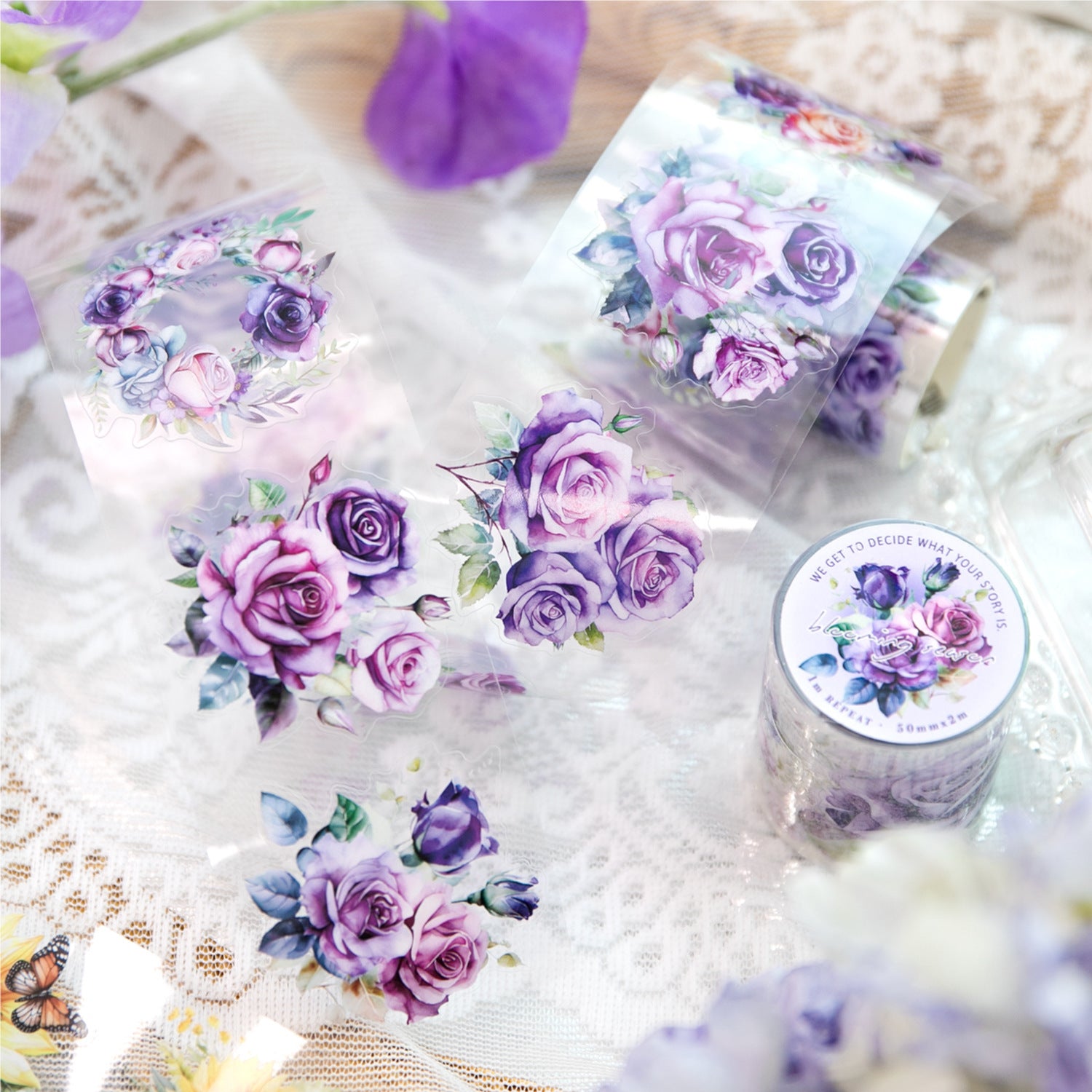 1 Roll Flower PET Stickers Tape SKSJ