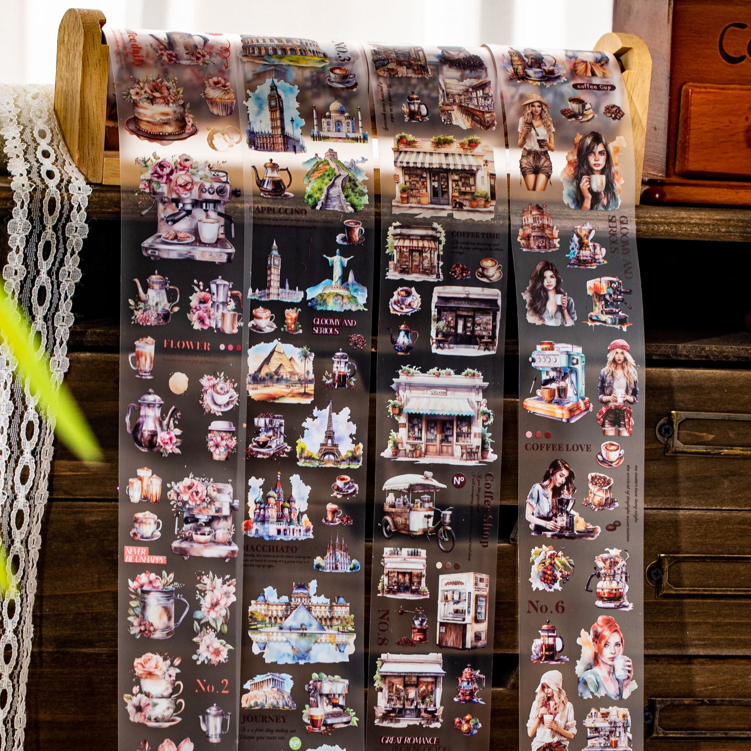 1 Roll Cofee Themed PET Tape ZMKFG