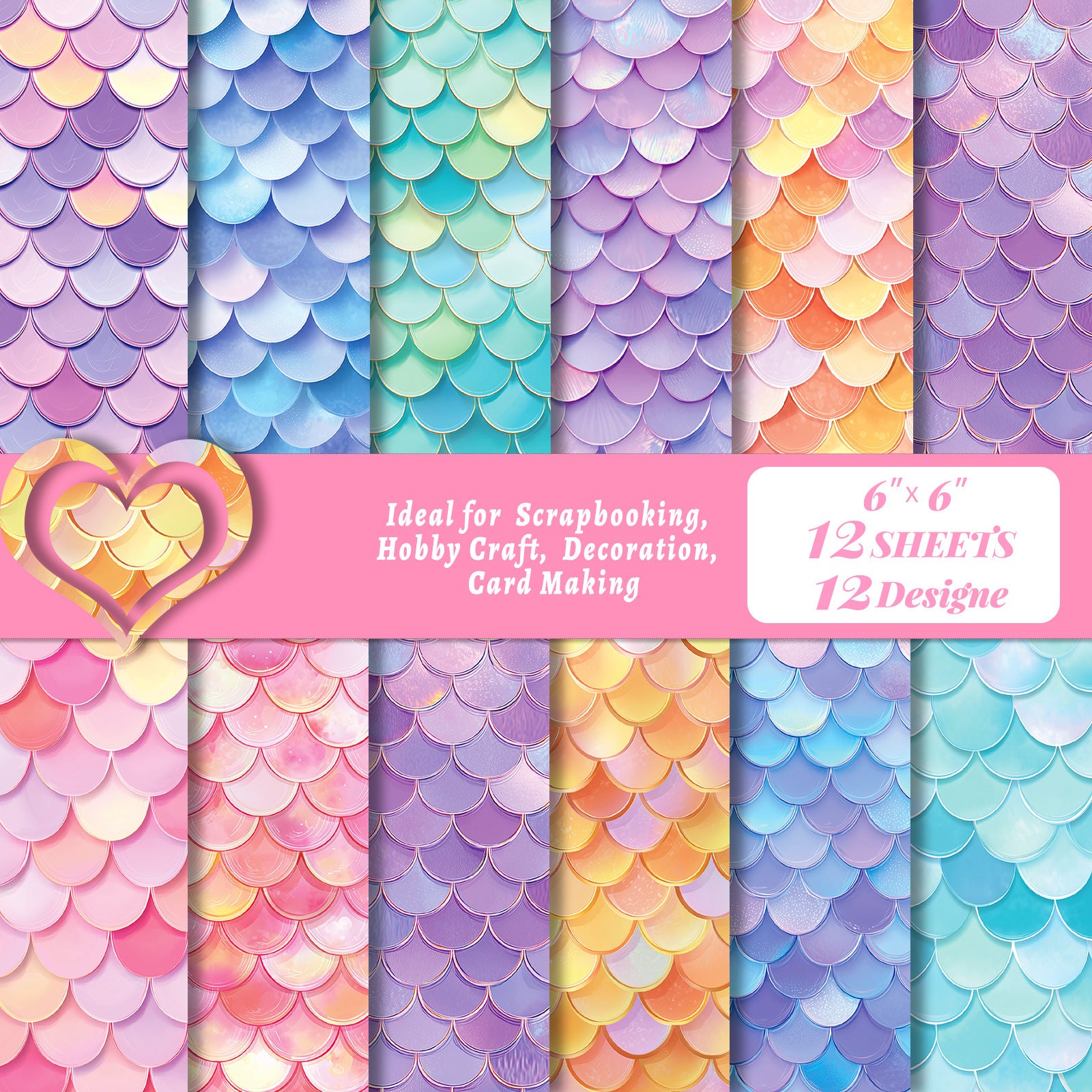 6 inch Fish-scale Scrapbook Paper Pad PA834