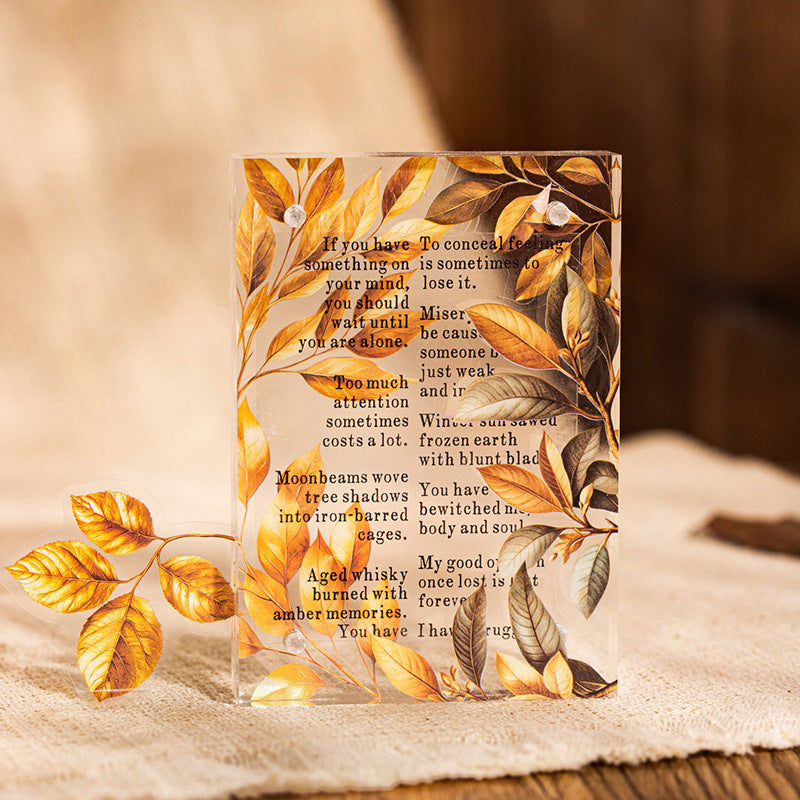 15 Pcs Vintage Flower Leaf PET Stickers YSHY