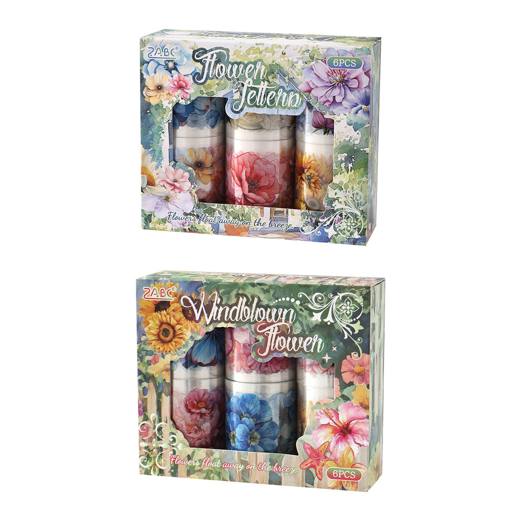 6 Rolls Flowers PET Stickers Tapes Set RRZX