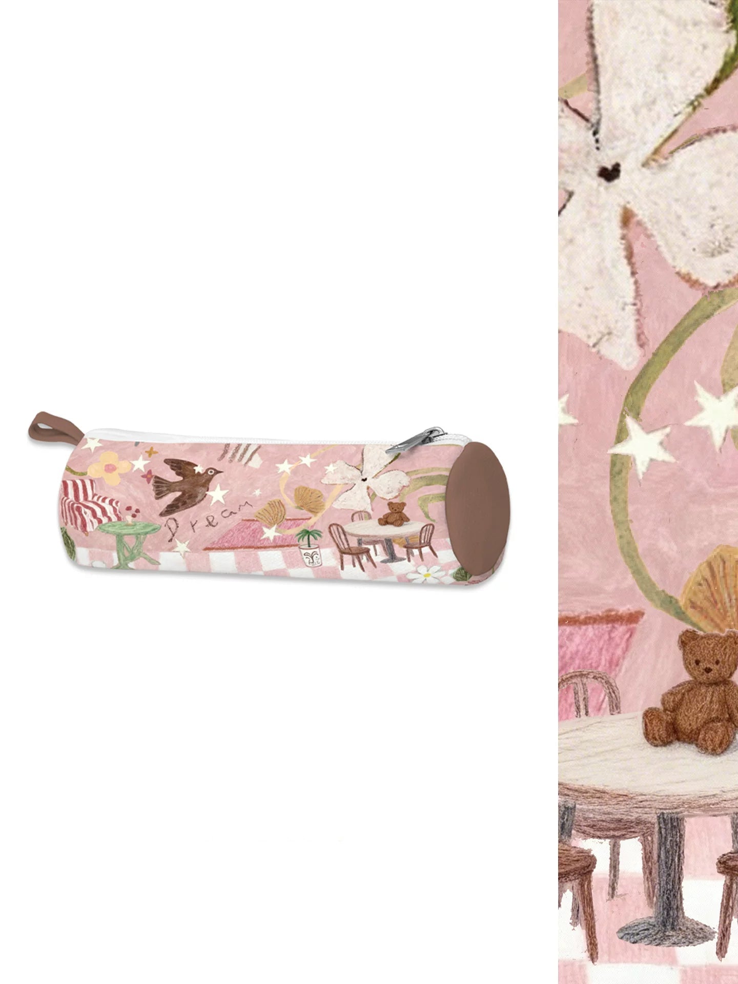 Pink Dream of Youth Artisan Canvas Barrel Pencil Case