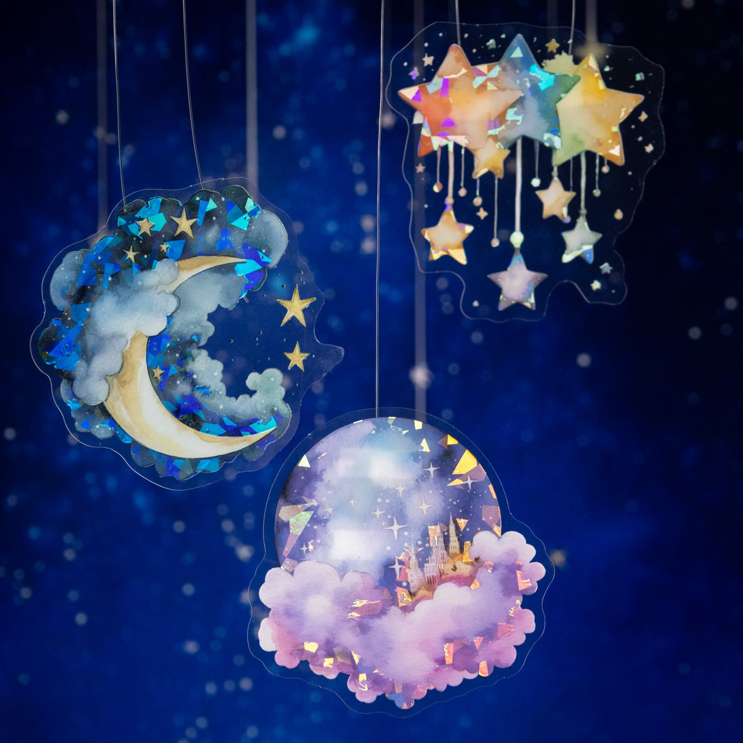 10 Pcs Moon Cloud Stat PET Stickers YLXC