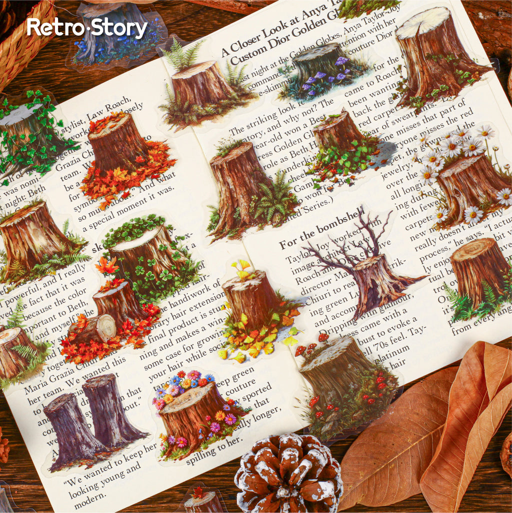 20 Pcs Wood Pile PET Stickers NLXL