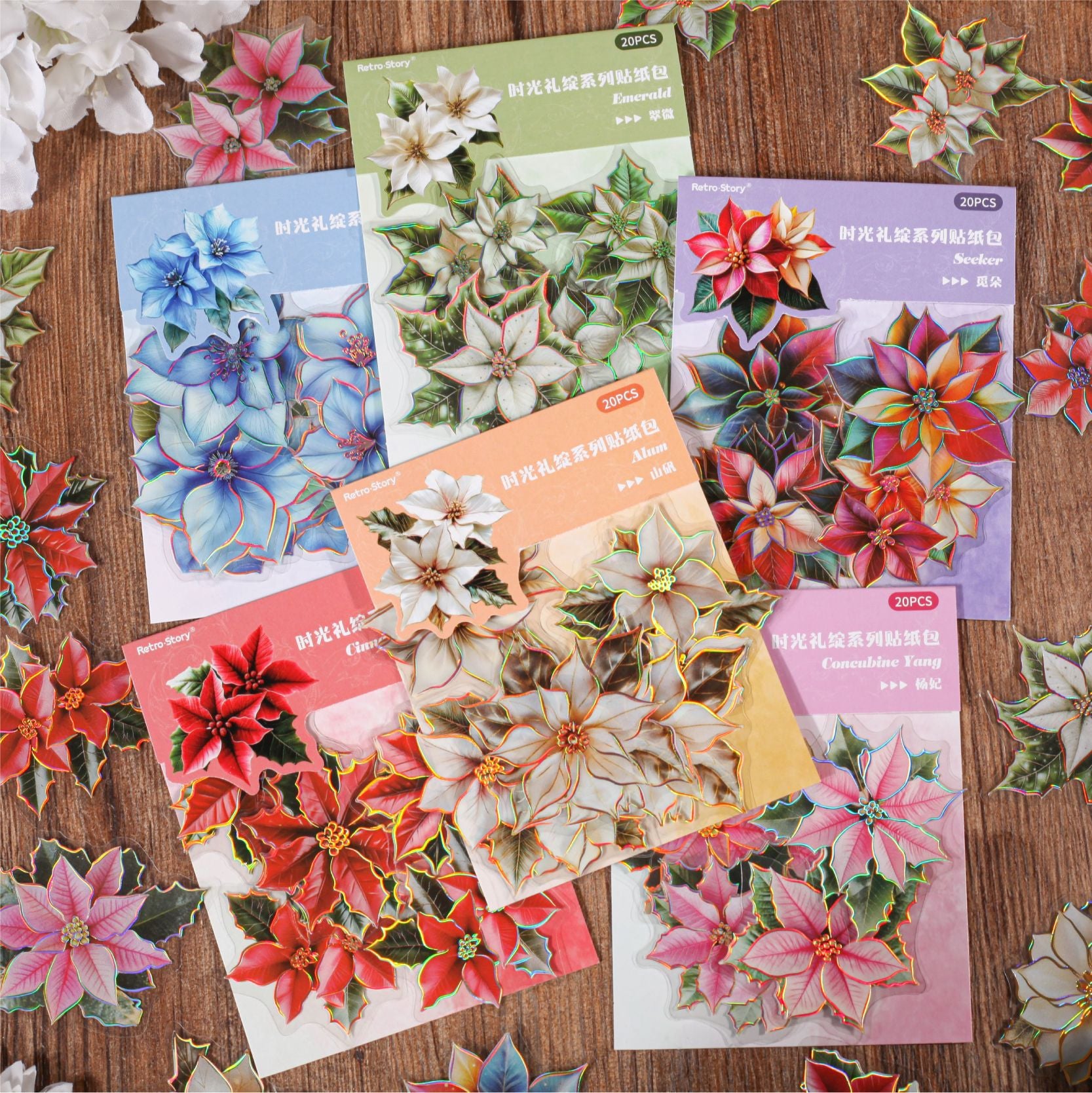 20 Pcs Creative Flower PET Stickers LZXL