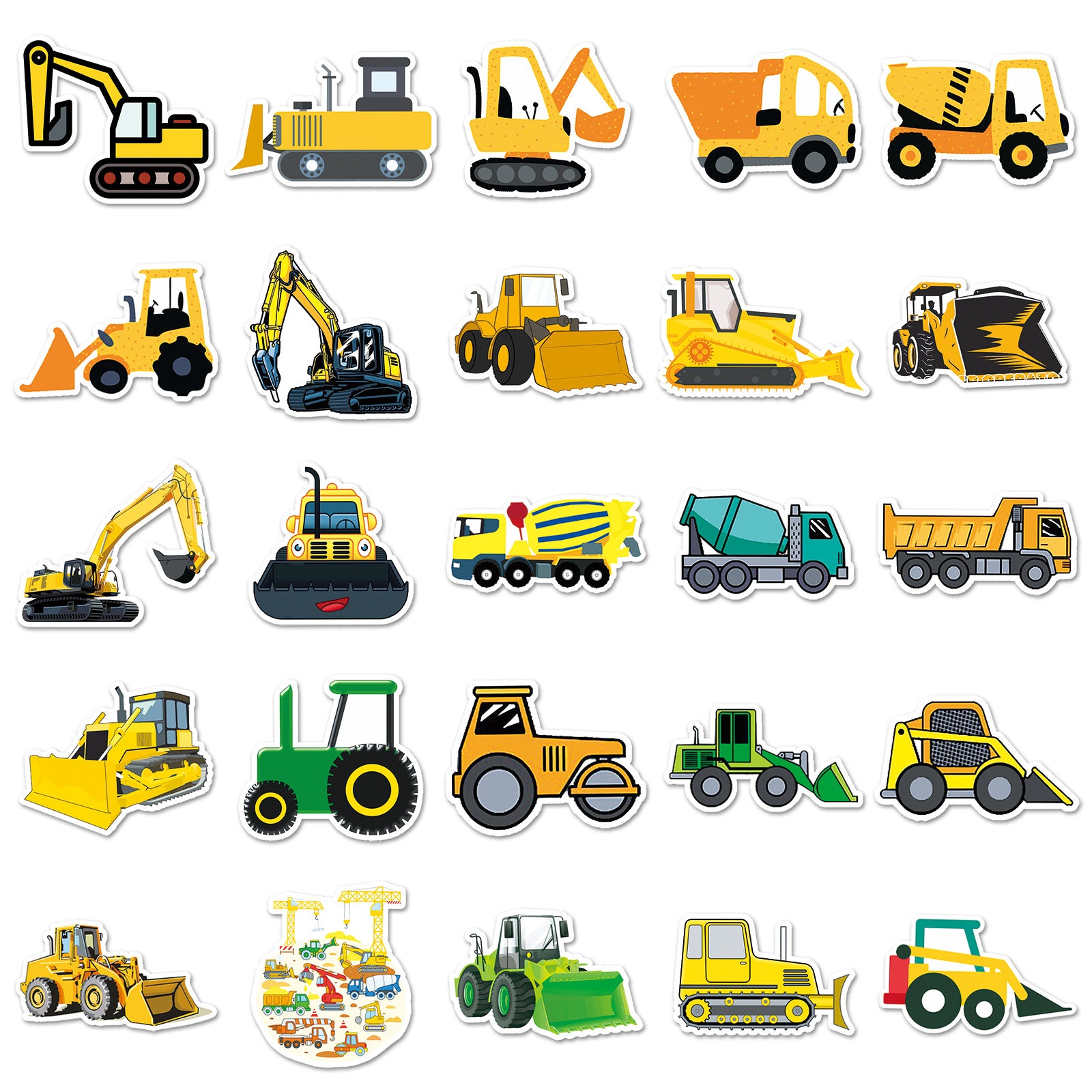 50 Pcs Vinyl Construction Vehicle Stickers GCC424